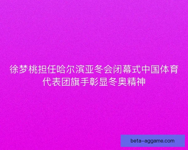 徐梦桃担任哈尔滨亚冬会闭幕式中国体育代表团旗手彰显冬奥精神