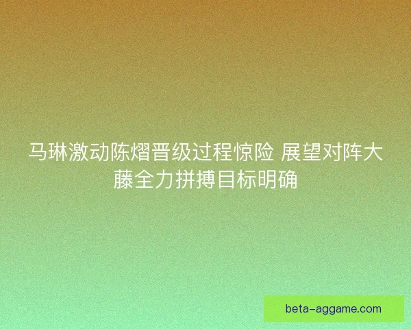 马琳激动陈熠晋级过程惊险 展望对阵大藤全力拼搏目标明确